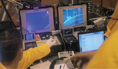 Though the T-scanners will do much of their work in the blind, getting them to their first docking position and determining this first position requires remote underwater visuals. 